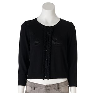 Women's ELLE™ Crop Ruffle Cardigan