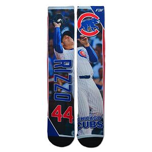 Men's For Bare Feet Chicago Cubs Anthony Rizzo Trading Card Socks