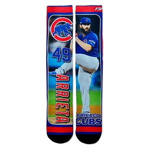 Men's For Bare Feet Chicago Cubs Jake Arrieta Trading Card Socks