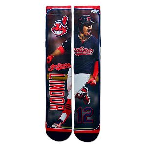 Men's For Bare Feet Cleveland Indians Francisco Lindor Trading Card Socks