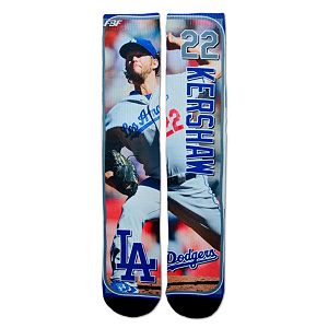 Men's For Bare Feet Los Angeles Dodgers Clayton Kershaw Trading Card Socks
