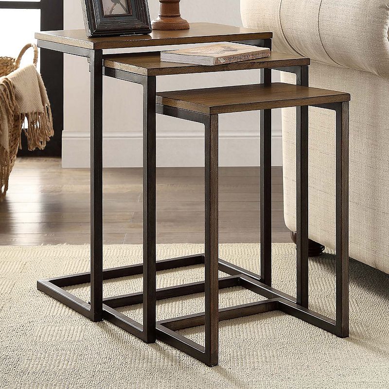Addison Chairside Nesting Table 3-piece Set, Brown