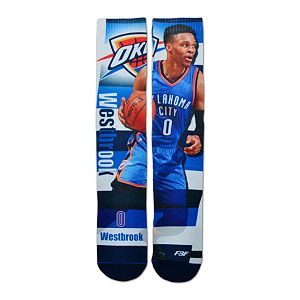 Men's For Bare Feet Oklahoma City Thunder Russell Westbrook Pro Stripe Crew Socks
