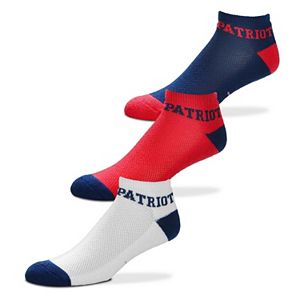 Men's For Bare Feet New England Patriots 3-Pack Low-Cut Socks