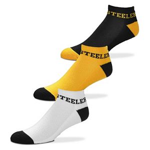Men's For Bare Feet Pittsburgh Steelers 3-Pack Low-Cut Socks