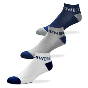 Men's For Bare Feet Dallas Cowboys 3-Pack Low-Cut Socks