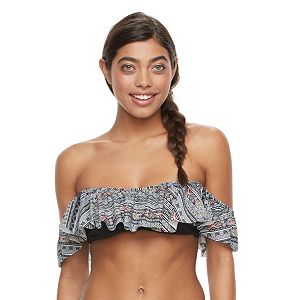 Mix and Match Geometric Off-the-Shoulder Bikini Top
