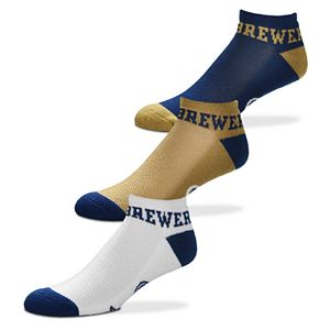 Men's For Bare Feet Milwaukee Brewers 3-Pack Low-Cut Socks