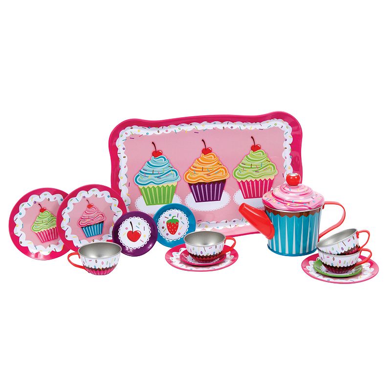 Schylling Cupcake Tin Tea Set, Multicolor