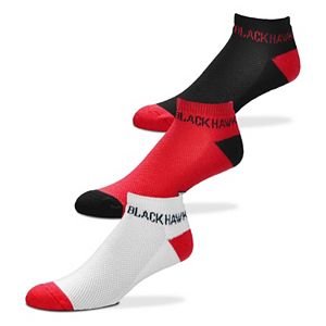 Men's For Bare Feet Chicago Blackhawks 3-Pack Low-Cut Socks