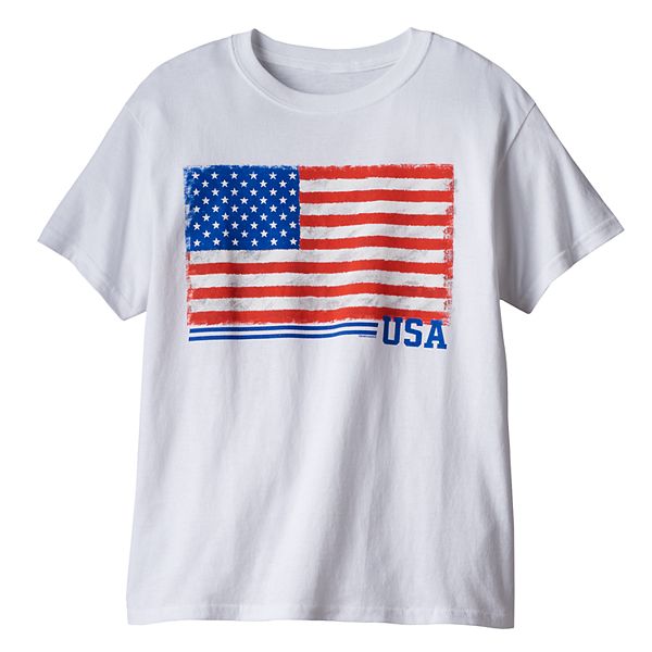 Boys 8-20 USA Flag Core Value Tee