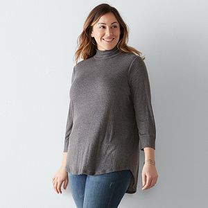 Plus Size SONOMA Goods for Life™ Essential Ribbed Mockneck Tee