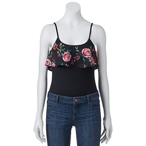 Juniors' About A Girl Floral Ruffle Bodysuit