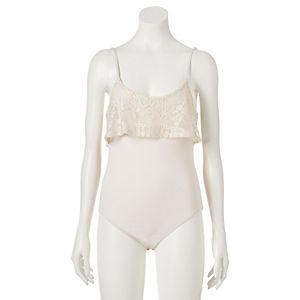 Juniors' About A Girl Floral Ruffle Bodysuit