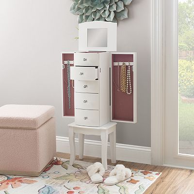 White 4 Drawer Jewelry Armoire