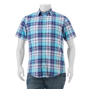 Big & Tall IZOD Classic-Fit Plaid Chambray Button-Down Shirt