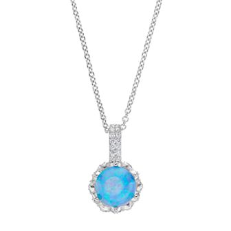 Sophie Miller Sterling Silver Lab-Created Opal & Cubic Zirconia Pendant