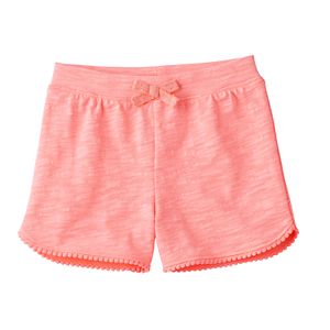 Baby Girl Jumping Beans® Slubbed Pom-Trim Shorts