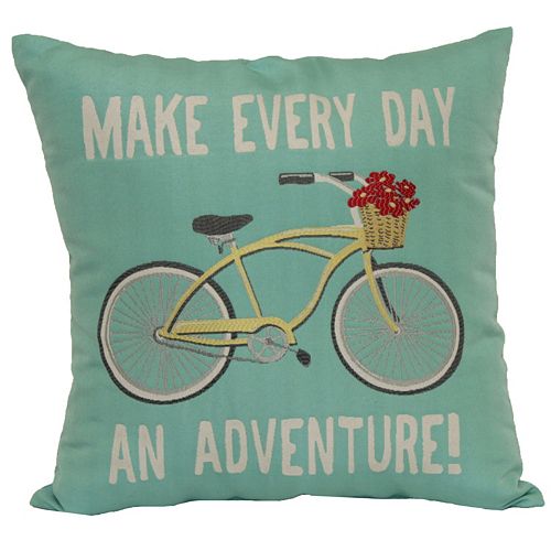 Brentwood ''Make Every Day An Adventure'' Bike Woven Throw Pillow