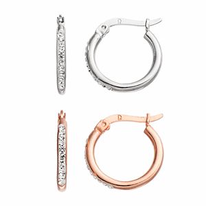 Chrystina Two Tone Crystal Hoop Earring Set
