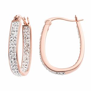Chrystina 14k Rose Gold Plated Crystal Inside Out U-Hoop Earrings