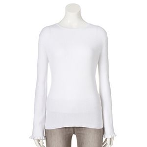Women's ELLE™ Ruffle Crewneck Sweater