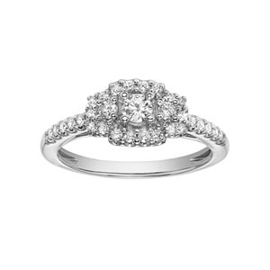 Simply Vera Vera Wang 14k White Gold 3/8 Carat T.W. Diamond Cluster Halo Engagement Ring