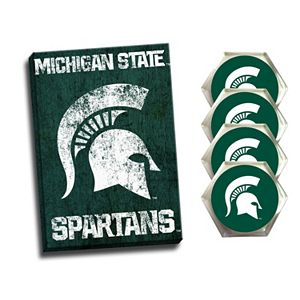 Michigan State Spartans Wall Art & Coaster Set