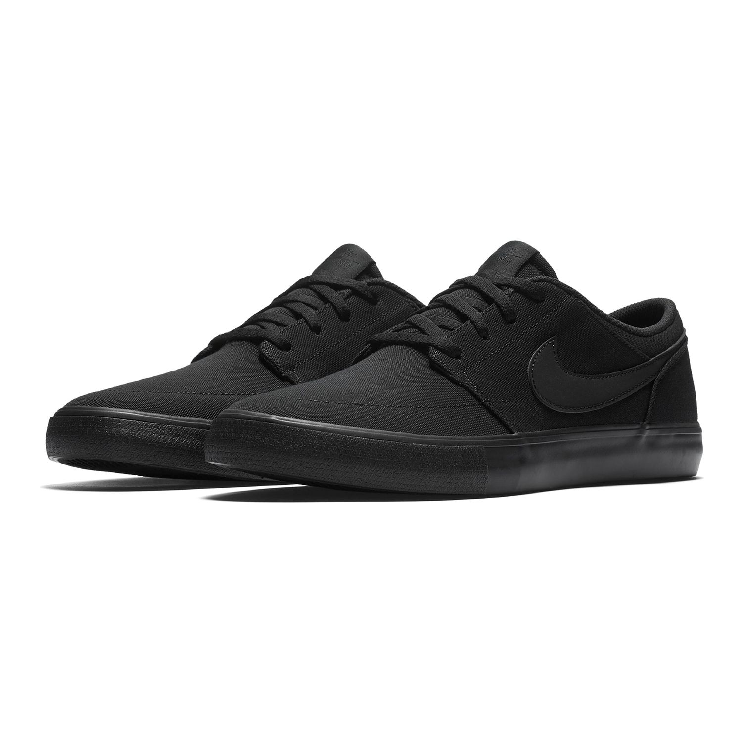 nike sb portmore ii all black canvas skate shoes