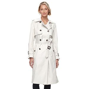 Women's Towne by London Fog Double-Breasted Long Trench Coat