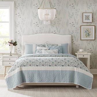 Madison Park 6 pc Vanessa Quilt Set with Shams and Throw Pillows