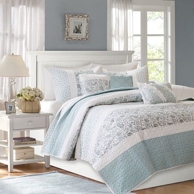 Madison Park 6-Piece Vanessa Quilt Set with Shams and Throw Pillows
