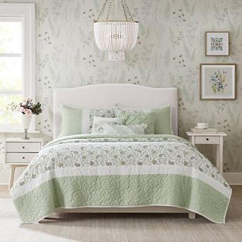 Madison Park 6 pc Vanessa Quilt Set with Shams and Throw Pillows