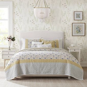 Madison Park 6 pc Vanessa Quilt Set with Shams and Throw Pillows
