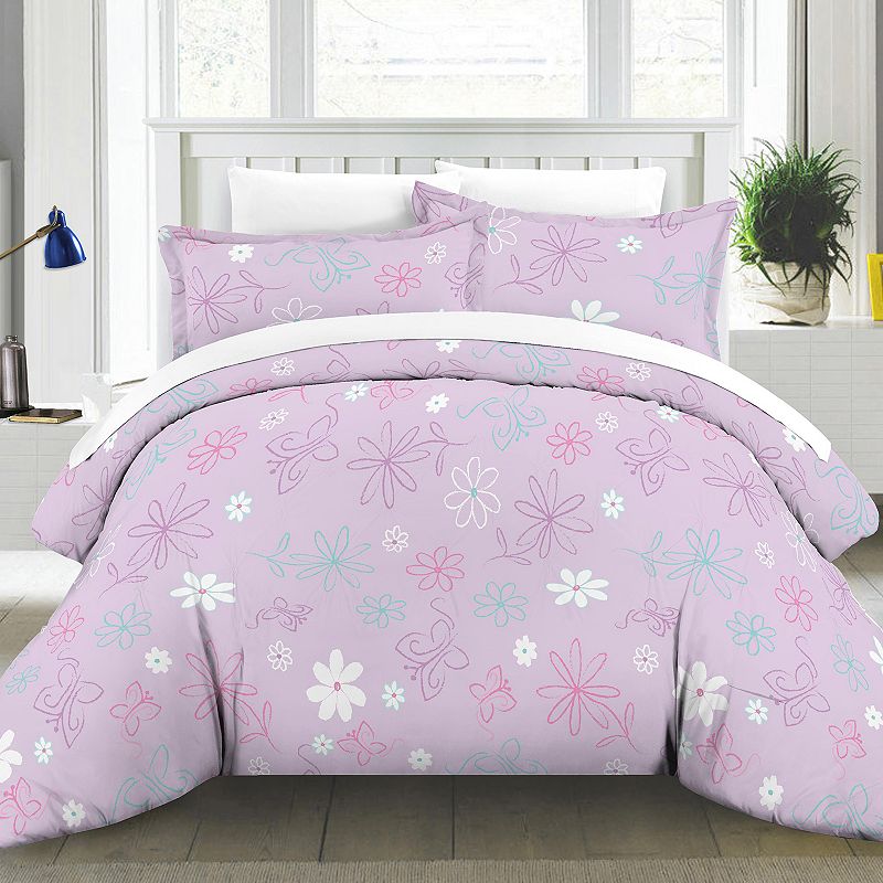 Butterfly Garden Cotton Percale Duvet Cover Set, Multicolor, Twin