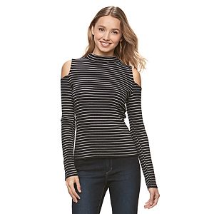Juniors' SO® Mockneck Cold-Shoulder Top