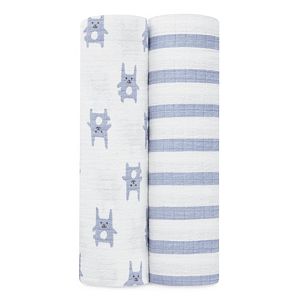 aden by aden + anais 2-pk. Blue Bunny Flannel Swaddling Wraps