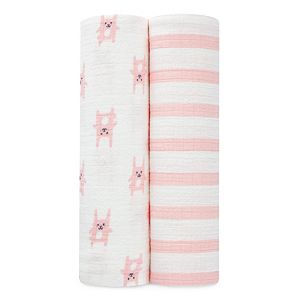 aden by aden + anais 2-pk. Pink Bunny Swaddling Wraps