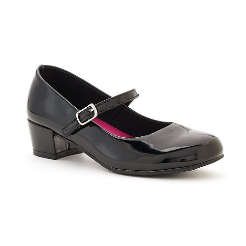 Big girls shop black dress shoes