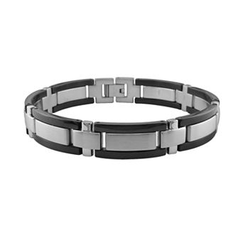 LYNX Stainless Steel & Black Accent Bracelet - Men