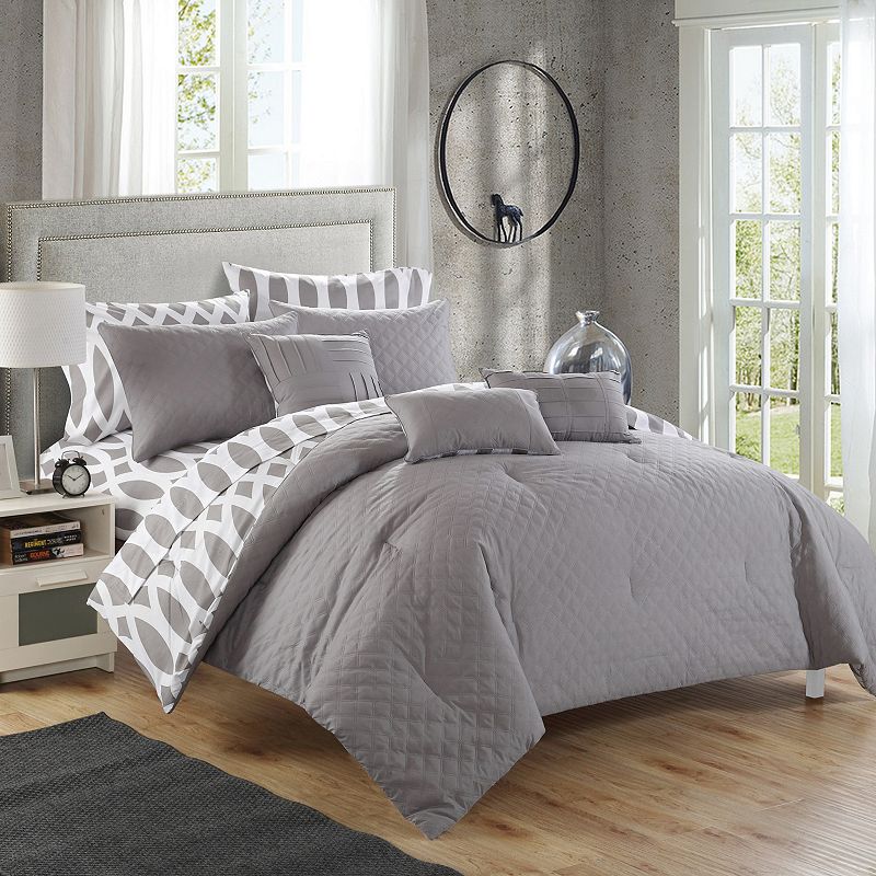 Chic Home Holland Comforter Set, Grey, Queen