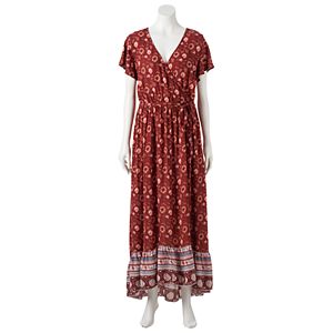 Juniors' Mudd® Floral Surplice Maxi Dress