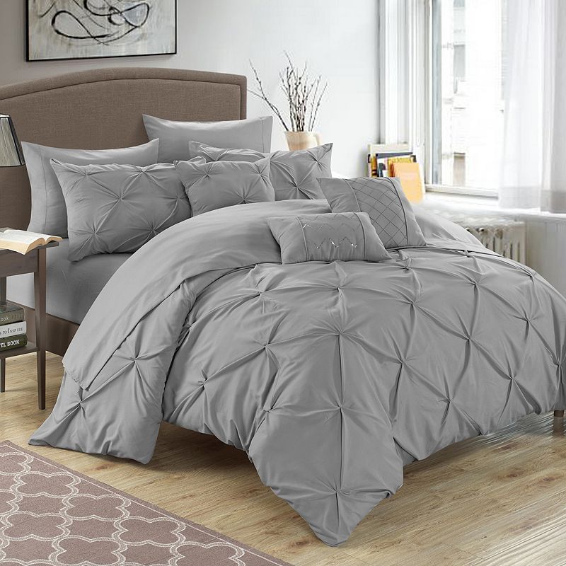 Chic Home Hannah 8-piece Twin Comforter Set, Silver