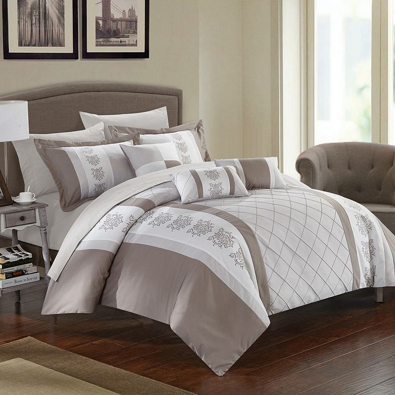 Chic Home Clayton Comforter Set, Beig/Green, King