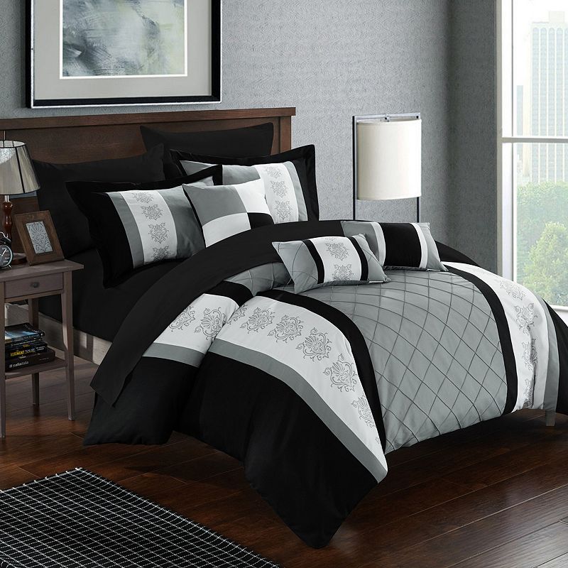 38133301 Chic Home Clayton Comforter Set, Grey, Queen sku 38133301