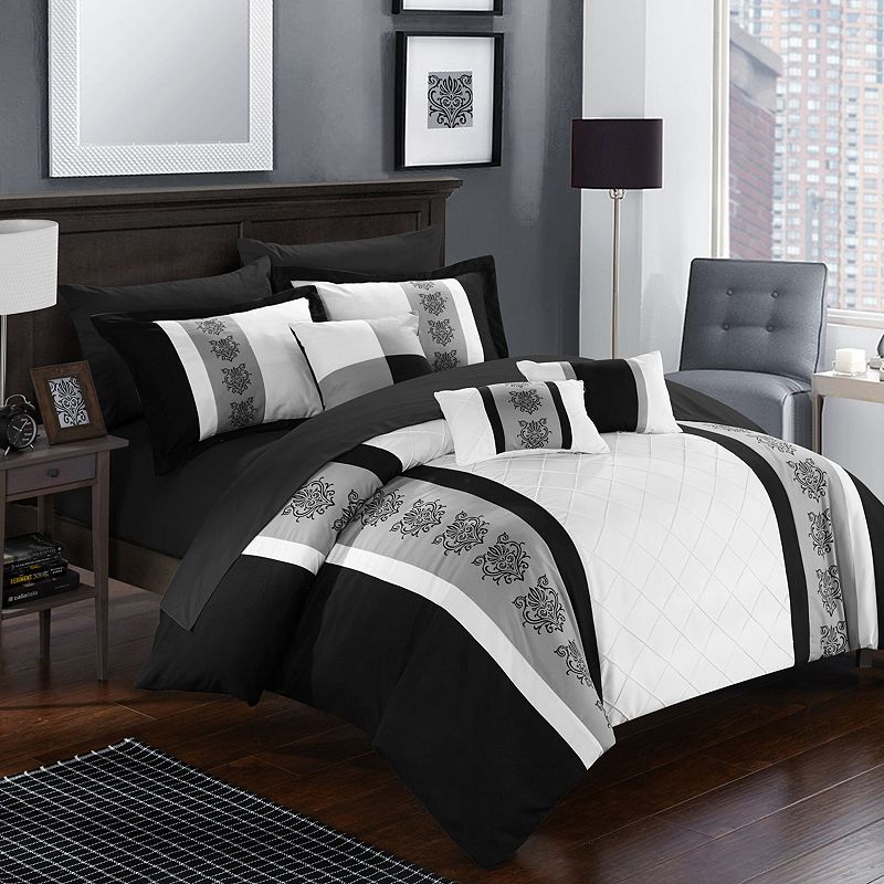 19638563 Chic Home Clayton Comforter Set, White, Queen sku 19638563