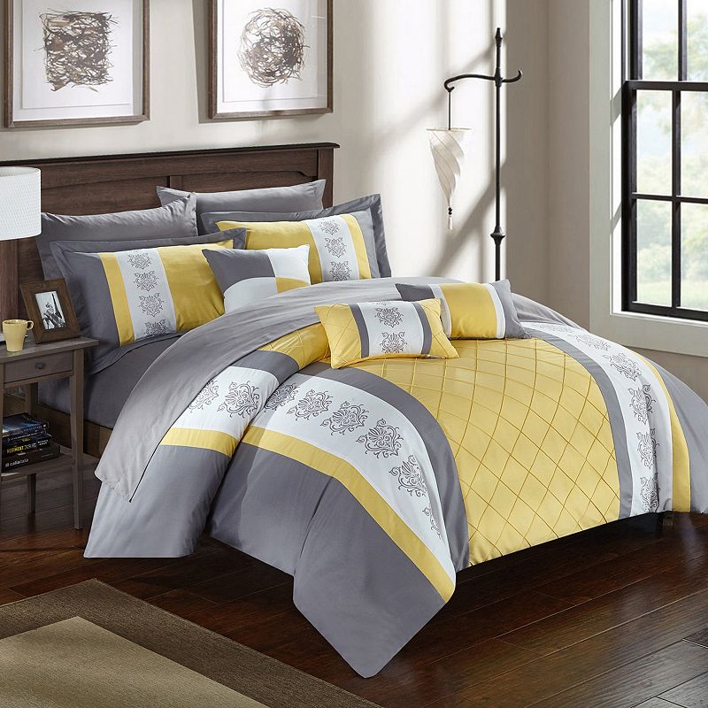 61743734 Chic Home Clayton Comforter Set, Yellow, Queen sku 61743734