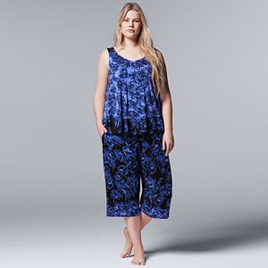 Plus Size Simply Vera Vera Wang Pajamas: Lakeside Lounging Tank & Capris PJ Set