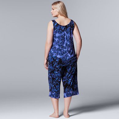 Plus Size Simply Vera Vera Wang Pajamas: Lakeside Lounging Sleep Tank & Capris PJ Set