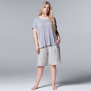 Plus Size Simply Vera Vera Wang Pajamas: Lakeside Lounging Tee & Bermuda Shorts PJ Set